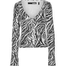 Rotate Zebra Desenli Pullu Uzun Kollu Tişört