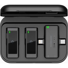 Powerology Mfi Çift Kablosuz Yaka Mikrofonu Lightning & Type-C