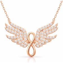 Tienda Elegante Gümüş Rose Melek Kanadı Sonsuzluk Kadın Kolye