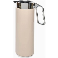 Roomours Cylinder Thermos 1l Bej-Gümüş Paslanmaz Çelik Çift Katmanlı Termos