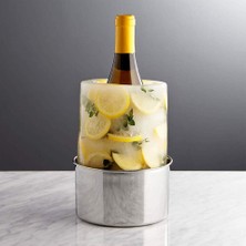 Crate & Barrel Buz Kalıbı ve Şarap Şişesi Soğutucu, Paslanmaz Çelik Bardak Altlıklı
