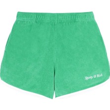 Sporty & Rich Şık Italik Logo Kadife Şort