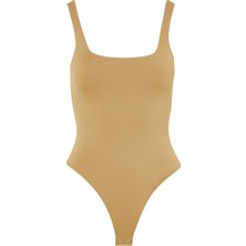 Good American Bedeninizi Saracak Modern Tank Bodysuit - Bej