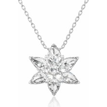 Tienda Elegante Gümüş Beyaz Lotus Çiçeği Bayan Kolye