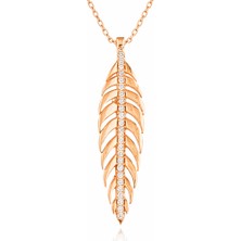 Tienda Elegante Gümüş Ceviz Yaprağı Bayan Kolye