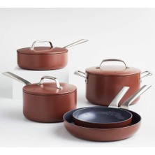 Crate & Barrel Evencook Ceramic, Terracotta Seramik Yapışmaz 8 Parçalı Pişirme Seti Bonuslu