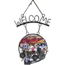 Dekoratif Metal Kapı Welcome Motosik Dekorlu Hediyelik