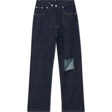 Reborn Society Düz Kesim Yırtık Denim Pantolon