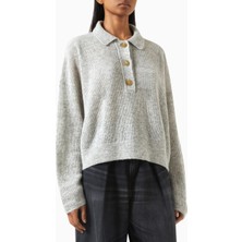 Haikure Vicky Buttoned Sweater, Açık Gri Lüks Kadın Triko, Şık Tasarım