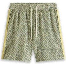 American Rag Cie Yeşil Kadife Monogramlı Kısa Şort - Regular Fit, Rahat Tasarım