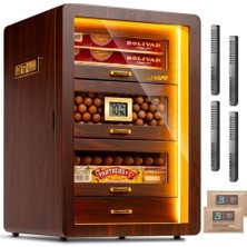 Marvero 200  Kapasiteli Cigar Humidor, Dijital Higrometreli, Sedar Çekmeceli, Nemlendiricili