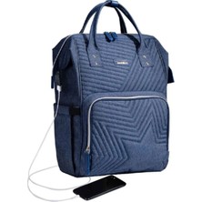Sunveno Nova Blue Bebek Bezi Çantası, Çok Bölmeli, USB Özellikli 42X32X18 cm