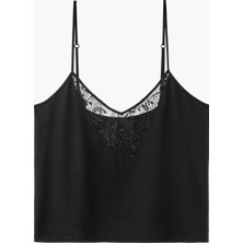 Aubade Lazy Days Spagetti Askılı Üst, Ipek ve Modal Karışımı, Dantel Detaylı, Rahat ve Şık