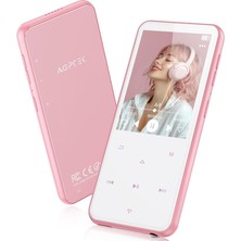 Agptek 64 GB Mp3 Çalar, Bluetooth 5.3, Hifi Ses, Fm Radyo, 2,4 Inç Tft Ekran, Pembe