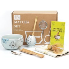 Hei Ming 8 Parça Seremoni Matcha Seti Gri Seramik Kase Bambu Chasen ve Aksesuarlar Dahil