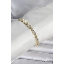 Bşk Virgo Pirinç Gold Renk Petek Model Zirkon Taşlı Kadın Bileklik