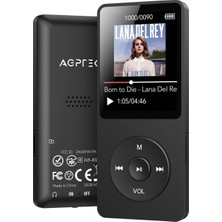 Agptek Mp3 Çalar 32 GB Bluetooth 5.3, 1.8 Inç Ekran, 70 Saat Çalma Süresi