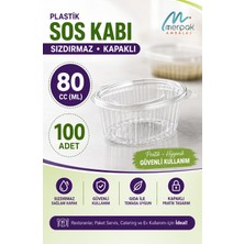 Merpak Ambalaj Kapaklı Plastik Sos Kabı 80 cc Sızdırmaz Kap Sosluk 100'LÜ