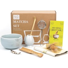 Hei Ming 8 Parça Seremoni Matcha Seti Gri Seramik Kase Bambu Chasen ve Aksesuarlar Dahil