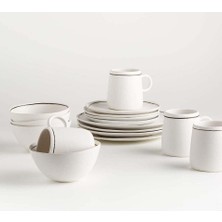 Crate & Barrel Stella 16 Parça Yemek Takımı, El Boyama Seramik