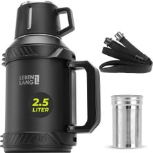 Lebenlang 2,5 L Termos Şişe, Paslanmaz Çelik, 24 Saat Sıcak-Soğuk, Çay Süzgeçli
