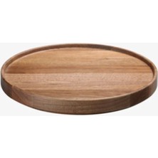 Hasami Porcelain Japon Tasarımı Ceviz Rengi Ahşap Tepsi-Kapak 18.5 cm Çap