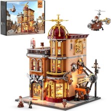 Funwhole Steampunk Flight Club Işıklı Yapı Blokları Seti, 1858 Parça, Modüler Tasarım ve Koleksiyon Parçası