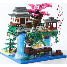 Yushinv Sakura Ağaç Ev Yapı Blokları Seti 3320 Parça, Müzik ve Işıklarla Japon Kiraz Ağacı