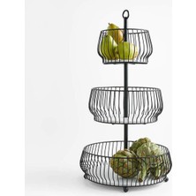 Crate & Barrel Cora Siyah 3 Katlı Meyve Sepeti