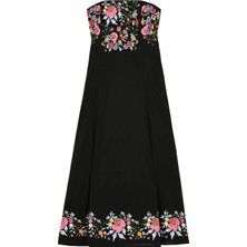Nobody’s Child Nakış Detaylı Bandeau Midi Elbise Organik Pamuk Şıklığı