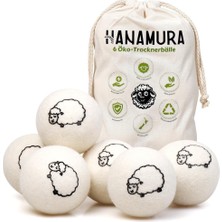 Hanamura Yün Kurutucu Topları 6lı Set Yeni Zelanda Yünü ile Doğal Yumuşatıcı Xxl Boy