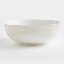 Crate & Barrel Fern Ekstra Büyük Beyaz Seramik Karıştırma Kabı, 9.9l