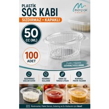 Merpak Ambalaj Kapaklı Plastik Sos Kabı 50 cc(ml) Şeffaf Renkli 100'lü Kullan At Ürünler