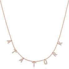 Tienda Elegante Gümüş Rose Atatürk Yazılı Bayan Kolye