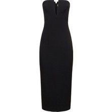 Roland Mouret Sırtı Açık Esnek Yün Ipek Midi Elbise - Siyah