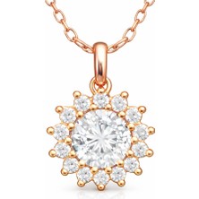 Tienda Elegante Gümüş Rose Minimal Yuvarlak Anturaj Kadın Kolye