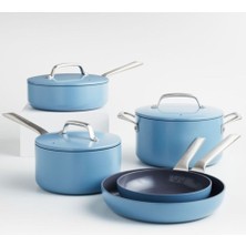 Crate & Barrel Evencook Seramik Denim, Yapışmaz 8 Parçalı Pişirme Seti Bonuslu