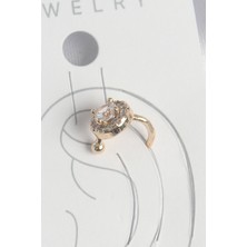 Bşk Virgo Pirinç Gold Renk Zirkon Taşlı Kadın Kıkırdak Küpe