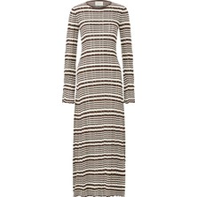 Şık Rib Çizgili Maxi Elbise - Holzweiler