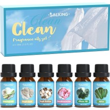 Salking Temiz Uçucu Yağ Seti, 6 x 10 ml Aroma Terapi Koku Yağı, Doğal ve Katkısız