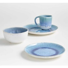 Crate & Barrel 4 Parça Mavi Reaktif Sır Yemek Takımı