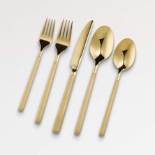 Crate & Barrel Kenton Gold 20 Parçalı Çatal Bıçak Takımı Modern Mat ve Parlak Altın Tasarım
