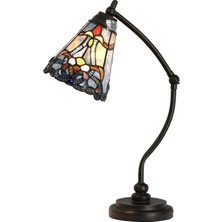 Home London Breeze Tiffany Tarzı Barok Mavi Vitray Masa Lambası, Ayarlanabilir Kol, El Yapımı