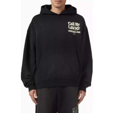 American Rag Cie Call My Lawyer 3D Hoodie - %100 Pamuklu Siyah Erkek Kapüşonlu Sweatshirt