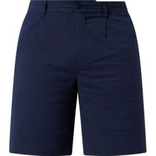 American Rag Cie Linton Pleat Şort - Konforlu Iletişim, Navy Seersucker Dokuma (SS24)