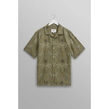 American Rag Cie Didcot Ss Shirt Hawaiian: Rahat Kesim, Pamuk-Linen Karışımı Erkek Gömlek