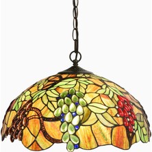 Home London Breeze Üzüm Desenli El Yapımı Tiffany Vitray Avize 18 Inç Yeşil