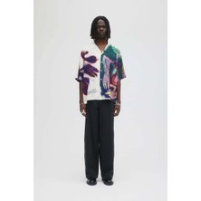 American Rag Cie Rahat Fit Creature Camp Collar Shirt - %70 Rayon, %30 Tencel - Sanat Eserleri ile Şık Tasarım