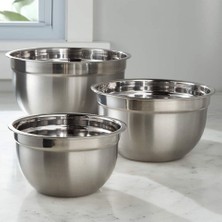 Crate & Barrel Paslanmaz Çelik Kaseler, 3'lü Set, Mat Dış Yüzey