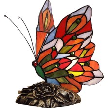 Home London Breeze 9” Kelebek Tiffany Tarzı Vitray Masa Lambası, El Yapımı Sanatsal Cam Tasarım